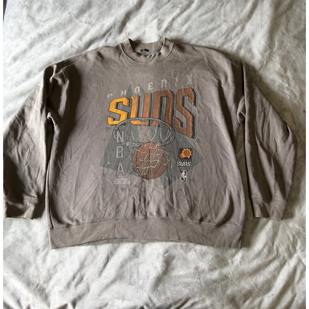 NBA Phoenix Suns Oversized Graphic Sweatshirt Brown Vintage Style Crewneck Mens